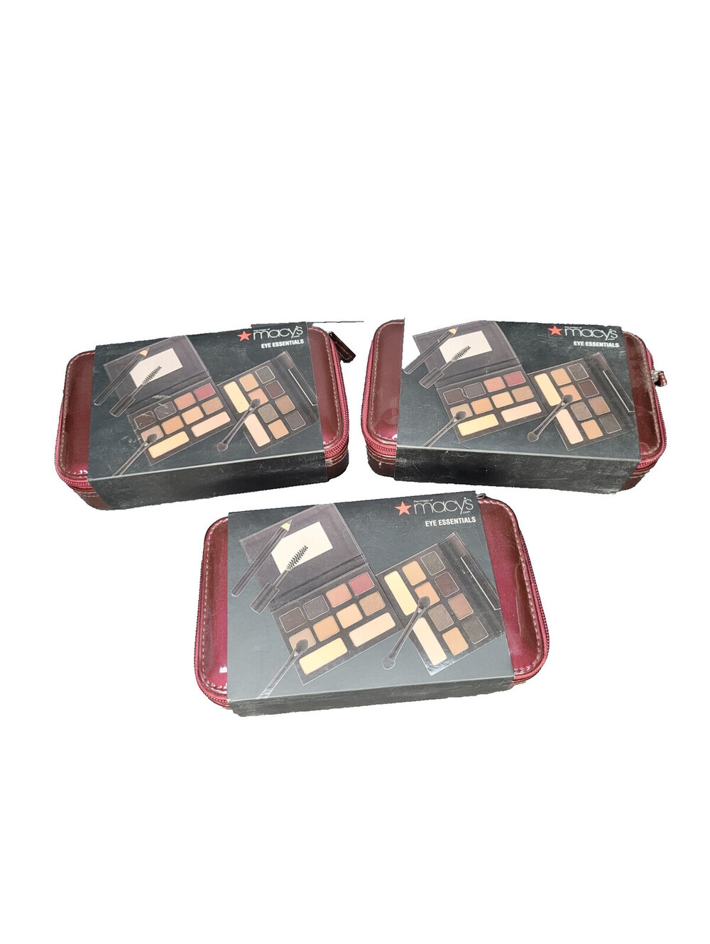 Lot of 3 Macy's Eye Essentials Eye Palette Kit w/Case - Eyeshadow Mascara Blush